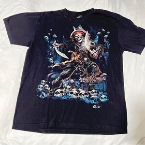 Caballo Pirate Skull Graphic Black T-Shirt L St Thomas